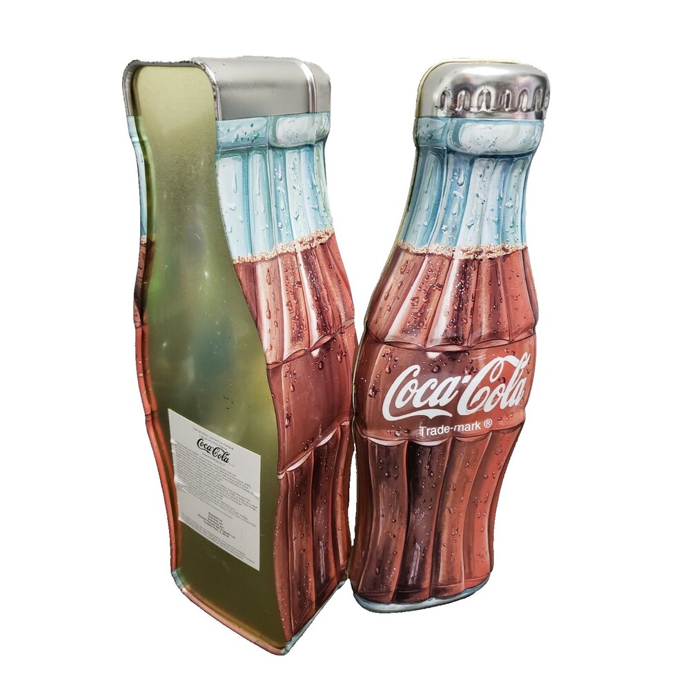 Collectible 1997 Coca Cola Company Product Bottle Tin Houston Hinged Lid 12,5"H